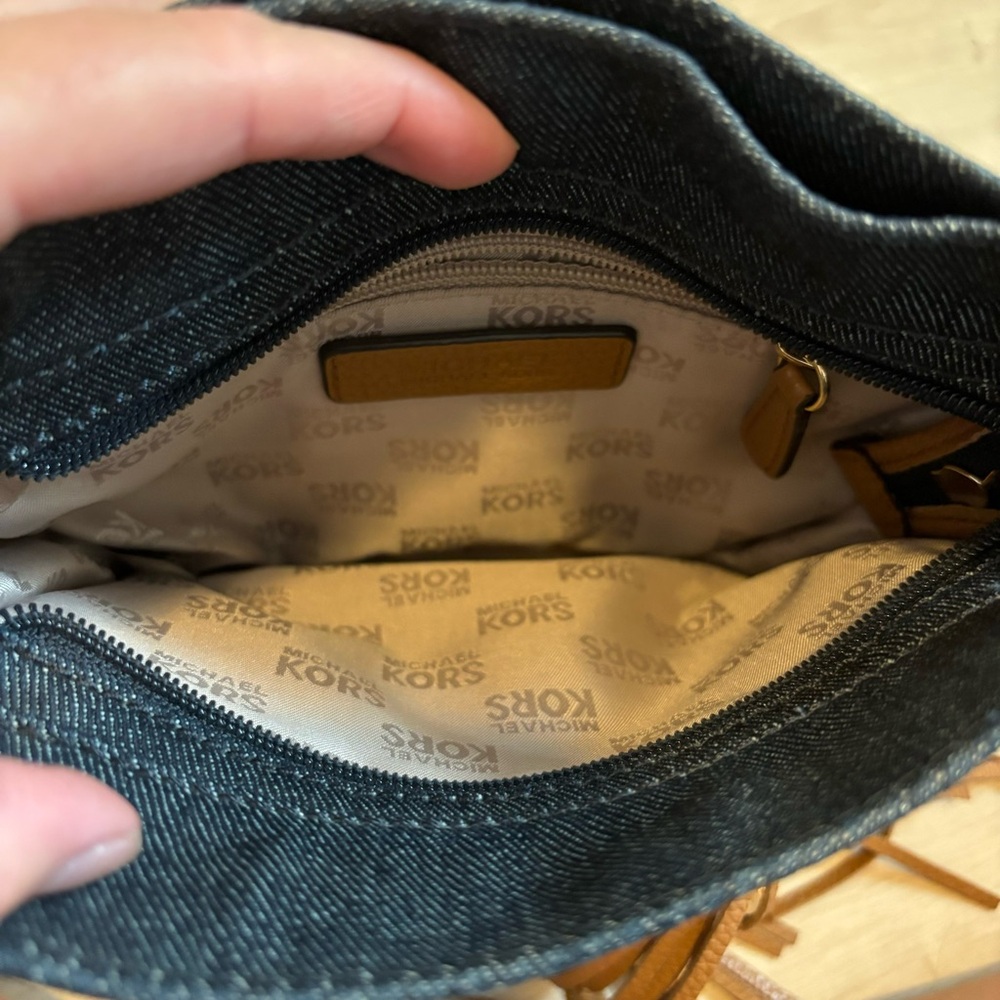 Michael Kors Denim and Tan Shoulder Bag - Picture 2 of 3